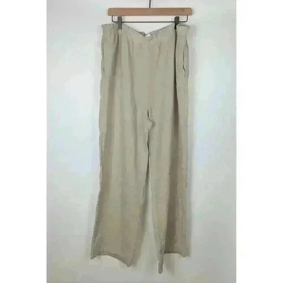 Gump's Women's Two Piece Pant Set Beige Linen Look Size XL #45 - Picture 2 of 7